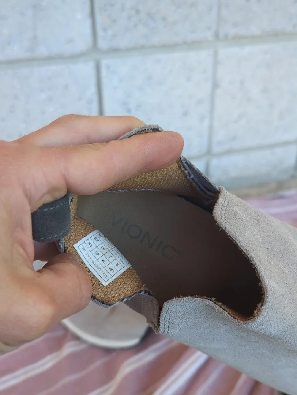 Vionic CeCe Slip-On Suede Chelsea Pull On- Taupe - Picture 3 of 7